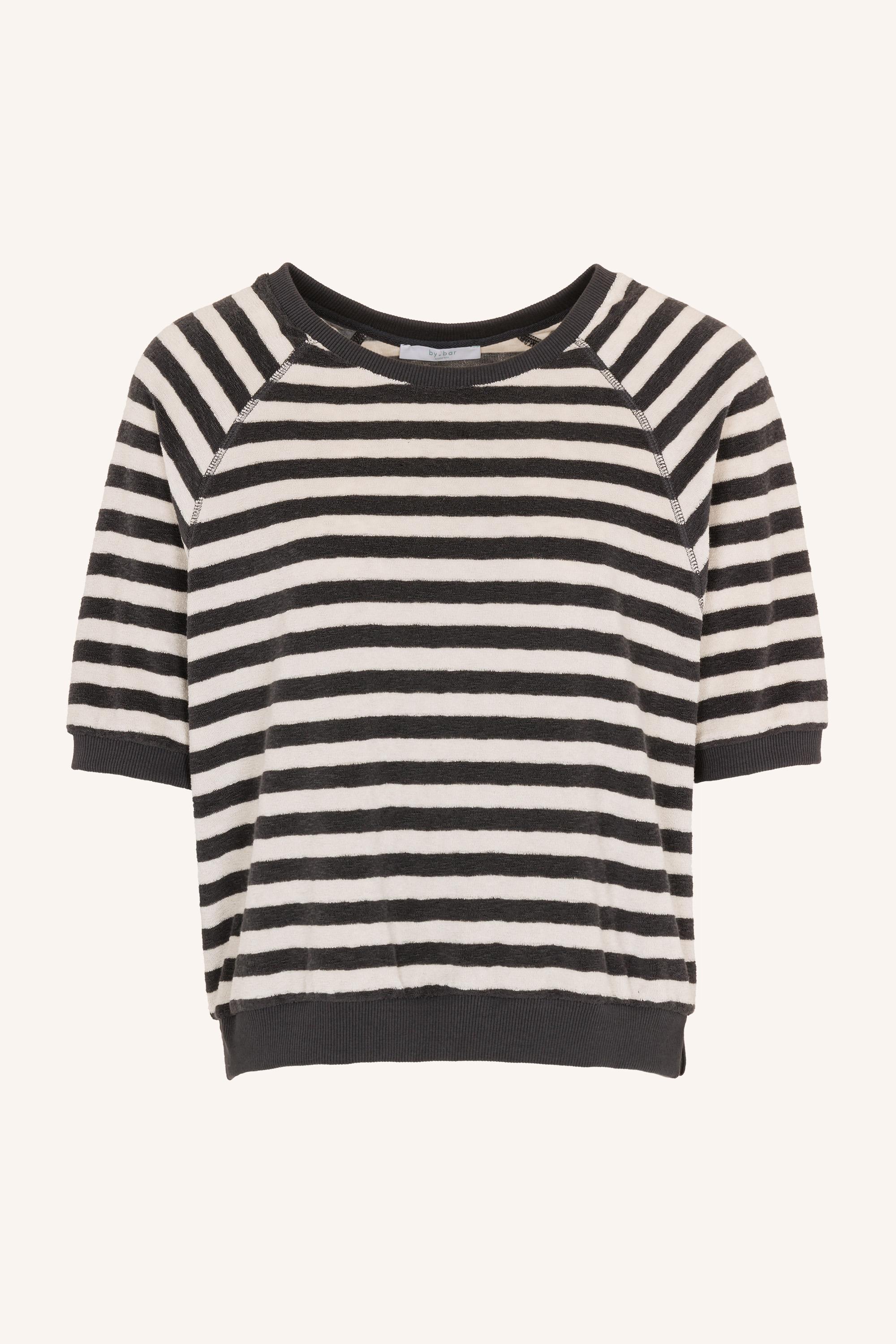 By-Bar Neva Slub Top Stripe Pullover Damen jet black